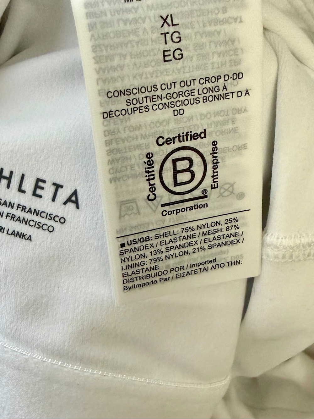 Athleta White Twist-Back Cutout Crop Top / Sports Bra - Picture 4 of 5